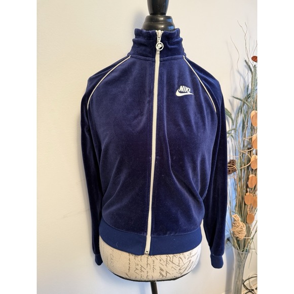 Vintage Nike Women's Velour tracksuit‎ jacket , Blue Size Medium - Picture 1 of 10
